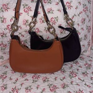 Stylish Tan and Black Women's Shoulder Bag